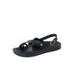 Vista Malia women's black sandal facing left with adjustable strap, cushioned sole, and anatomical arch support.