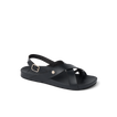 Vista Malia women's black sandal facing right with adjustable ankle strap, anatomical arch support, and cushioned footbed.