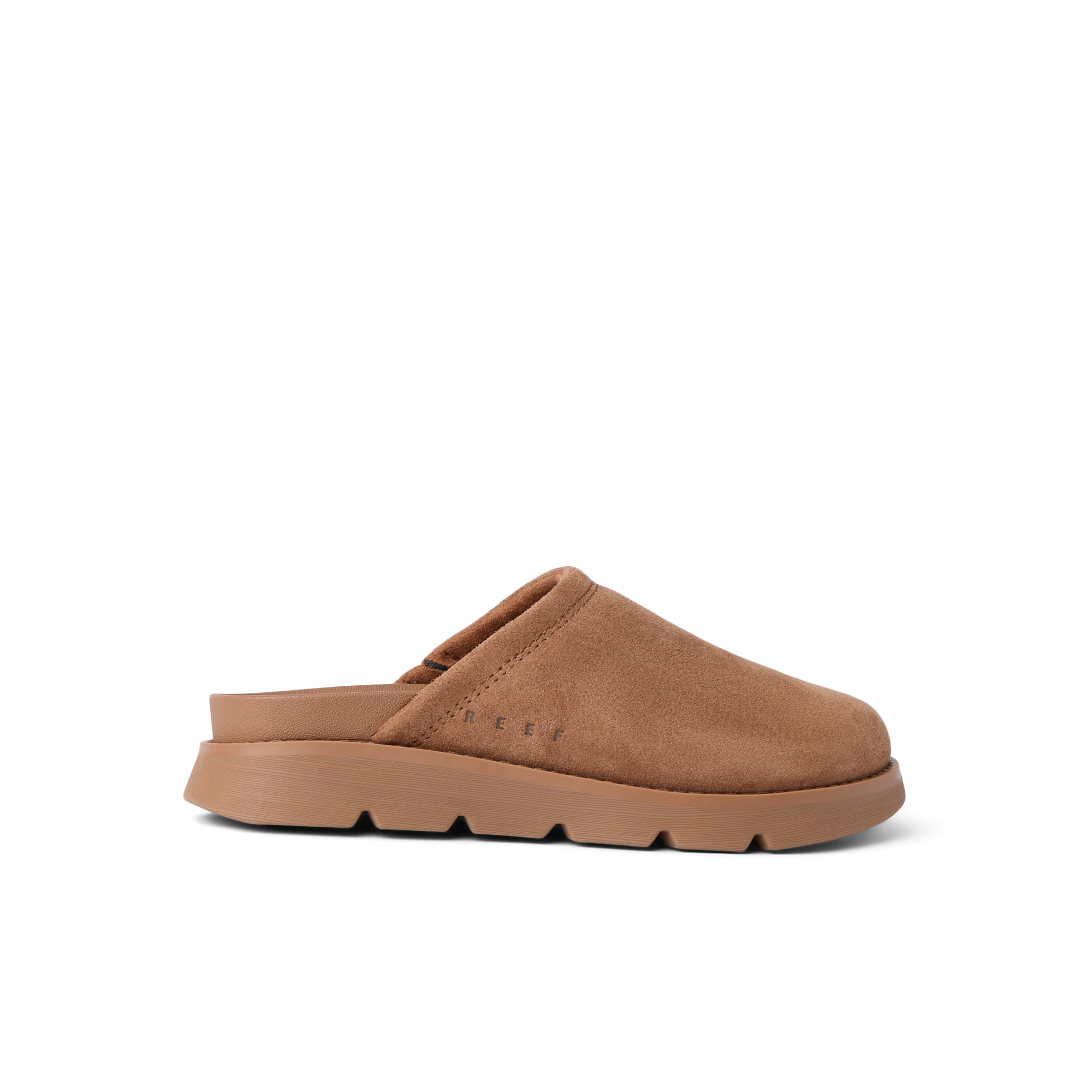 Vista Luxe Mariana women's brown slip-on sandal facing left with cushioned sole and arch support, beach-inspired comfort.