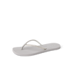 Bliss Bling Fling silver women’s flip flop facing left, soft-rebound cushioning with anatomical arch support for beach comfort