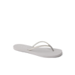 Bliss Bling Fling women's sandal facing left, close-up of cushioned sole and silver straps for beach comfort