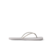 Bliss Bling Fling women's silver sandals facing left, close-up side view, beach-inspired comfort design with arch support.
