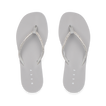 Bliss Bling Fling silver women's flip flops facing up, featuring surf-inspired comfort and soft cushioning for the beach.