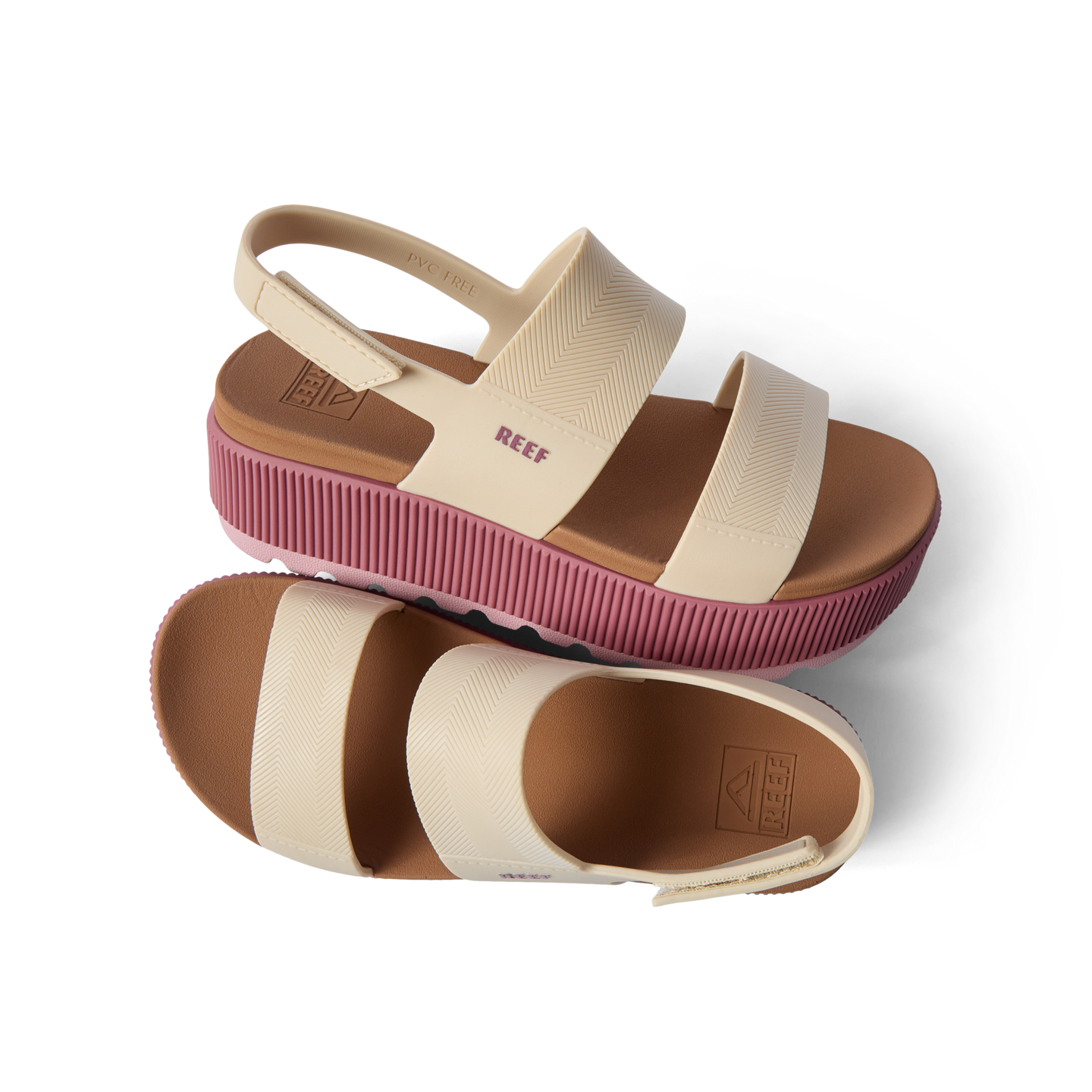 REEF Water Vista Higher water friendly platform sandals facing right with adjustable ankle strap and cushioned footbeds
