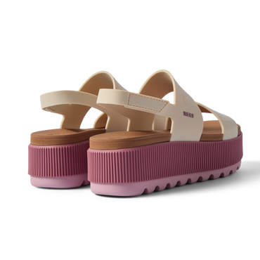 Water Vista Higher water-friendly platform sandals angled right, showing cushioned footbeds, ankle straps, and textured heels