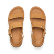 Vista Luxe Liah top view, women's tan suede platform sandals with adjustable back strap and cushioned arch support for comfort