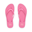 Kids Charming bright pink girls’ flip flops, top view, soft cushioning, water-friendly, beach-inspired comfort and durability.