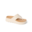 Cali Laguna sandal facing right, close-up of platform sole and cushioned toe post in white, beach-inspired comfort design