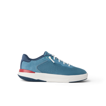 Side view of Shoreline Del Mar men's sneaker in navy, white, and red featuring lightweight, water-friendly materials and comfort design.