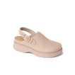 Vista Skye Rosa beige clog facing left with adjustable backstrap, plush lining, and durable sole for all-day comfort.