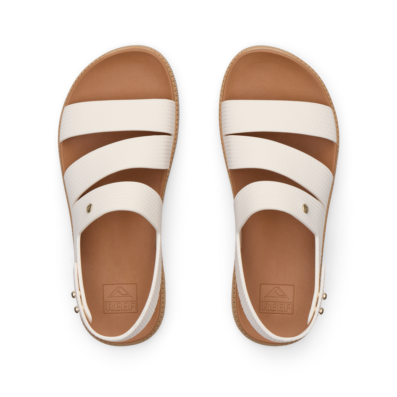 Top view of Water Vista Higher 2 women's sandals in white with soft cushioning and arch support, designed for comfort.