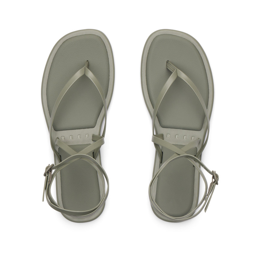 Willow Quinn women's comfortable sandals in muted green with ankle straps, perfect for everyday casual wear.
