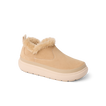 Weekend Olivia left-facing beige shoe with plush faux fur lining, cushioned sole, and water-resistant nubuck upper close-up