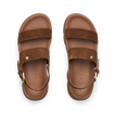 Vista Luxe Liah top view, women's brown suede platform sandals with adjustable back strap and anatomically cushioned footbed for comfort