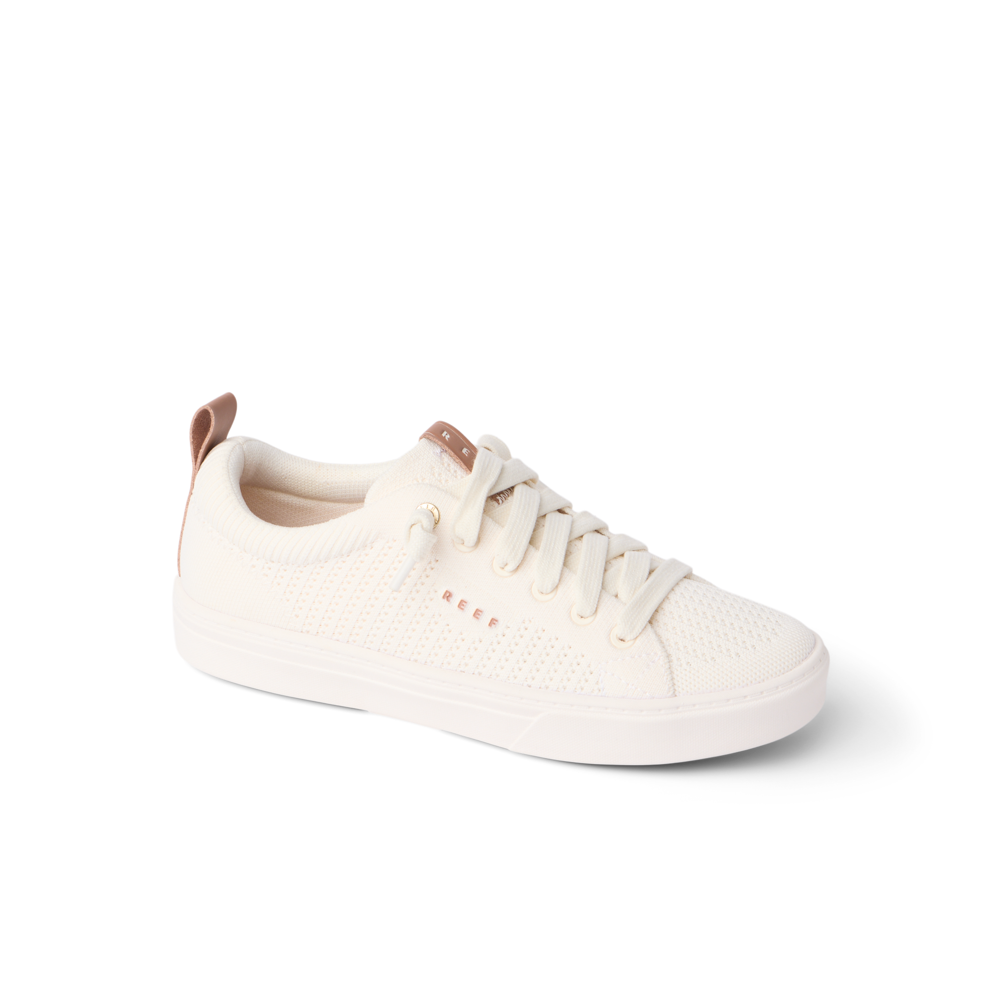 Lay Day Lite facing right, women's white lightweight sneaker with cushioned sole, arch support, and breathable mesh upper.