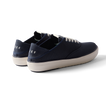 Neptune Lido navy sneakers facing left showing heel and side, surf-inspired comfort with anatomical arch support and cushioning.