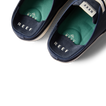 Close-up of the top front and insole of navy Neptune Lido men’s shoes facing forward with anatomical arch support.