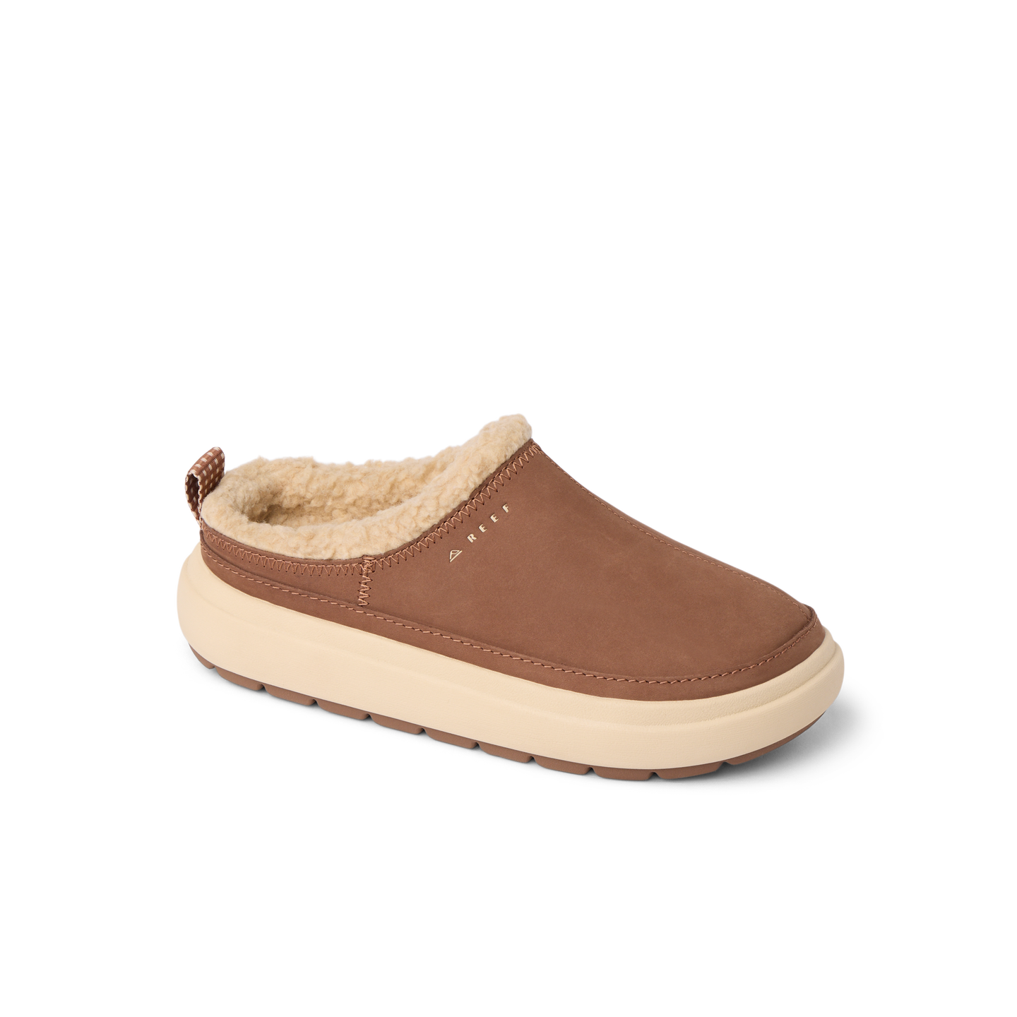 Weekend Low Brooke shoe facing left, cozy brown upper with plush lining, comfort-focused with arch support and durable sole