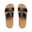 Vista Hi 2 sandals top view with black vegan straps, cushioned cork footbed, and molded arch support for all-day comfort