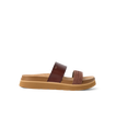 Vista Hi 2 sandal facing right with woven and smooth brown straps, enhanced arch support, and lightweight cushioned platform sole