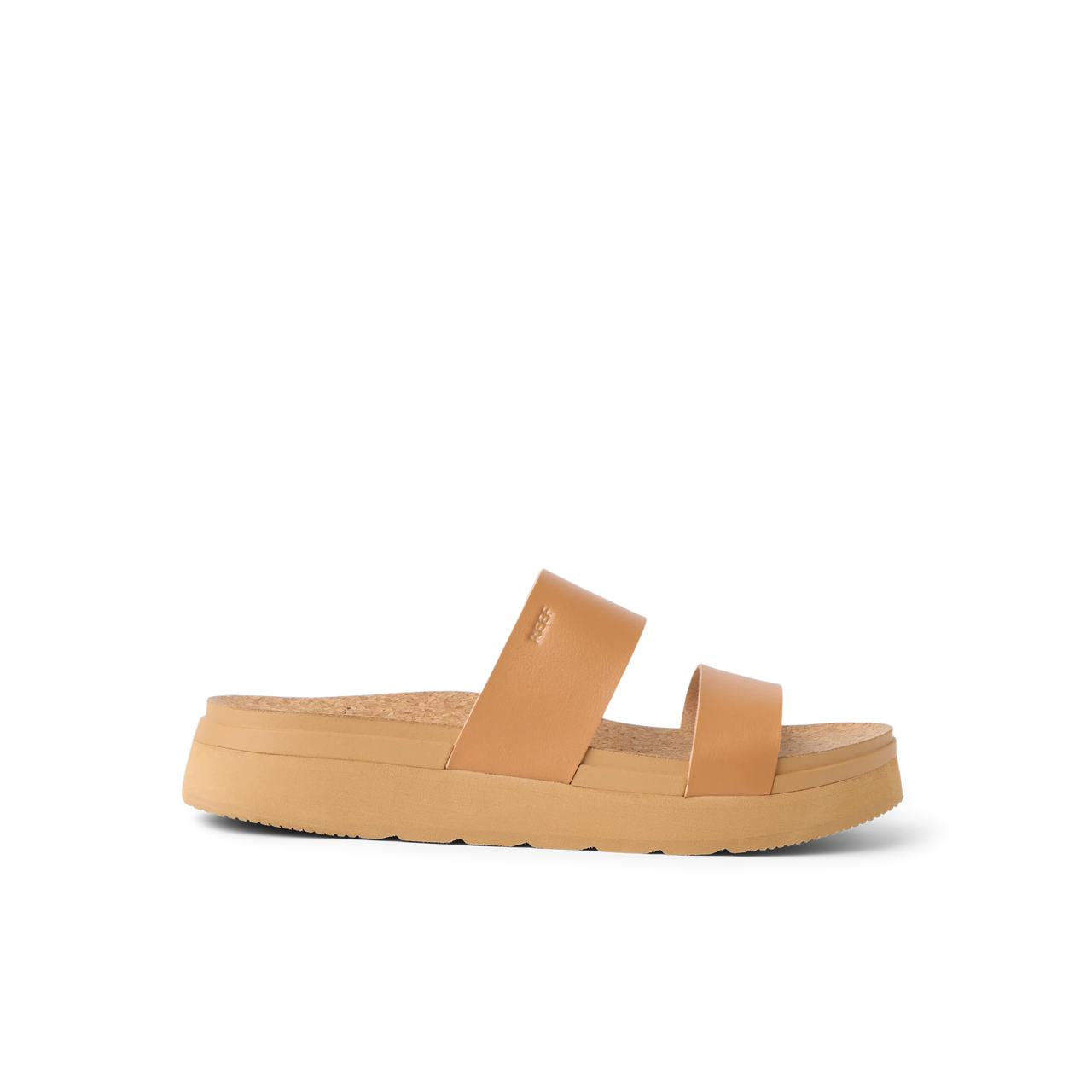 Vista Hi 2 sandal facing right with natural vegan straps, cushioned cork footbed, and lightweight comfort platform sole