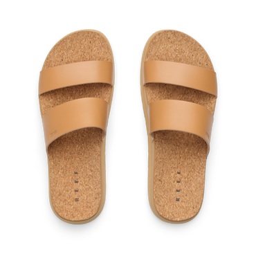 Vista Hi 2 sandals top view with natural vegan straps, cushioned cork footbed, and lightweight platform for all-day comfort