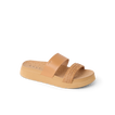 Vista Hi 2 sandal facing left showing natural tan smooth and braided vegan straps with cushioned, lightweight platform sole for comfort