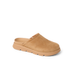 Vista Luxe Mariana clog in tan suede facing left, showing closed toe and comfortable contoured footbed, beach-inspired comfort.