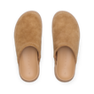 Vista Luxe Mariana clogs in tan suede, top view showing closed-toe design with anatomical arch support for all-day comfort.