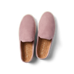 Top view of Coastal Breeze women's slip-on shoes in pale mauve with cushioned cork footbeds for comfort and arch support.
