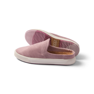 Coastal Breeze women's slip-on shoe in pale mauve facing right, showing top and sole, beach-inspired comfort design