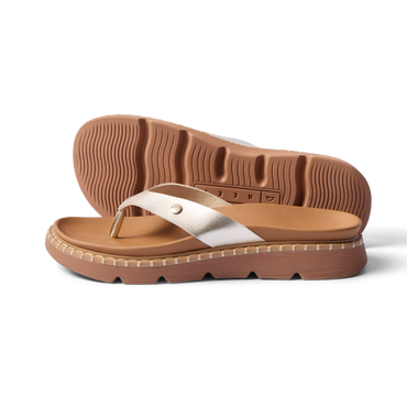 Vista Luxe Vivianahh women's sandal facing left, close-up of sole and cushioned footbed with beach-inspired design.