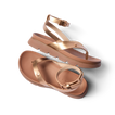 Vista Luxe Sierra women's sandals facing right, close-up on upper straps and cushioned footbed in bronze tone.