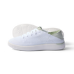 Reef Neptune women's white and dusty sage sneaker facing right, breathable knit upper, cushioned sole, beach-inspired comfort.