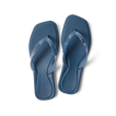 Solaye women's navy blue flip flops facing upward, featuring soft cushioning and anatomical arch support for beach comfort.