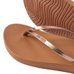Close-up of Cushion Slim women's sandal facing left with bronze straps, showing soft cushioning and textured sole for comfort.