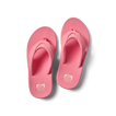 Fanning pink suede sandals top view showing straps and footbeds facing upward, designed for women’s beach comfort.