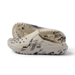 Glider water friendly clogs facing left, close-up of perforated toe, cushioned footbed, and textured outsole