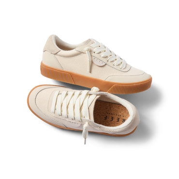 Lay Day Seas women's shoes with right side view and top view showing cushioned sole and breathable fabric design
