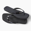 Solaye black water friendly flip flops facing right with sleek jelly straps and cushioned footbeds