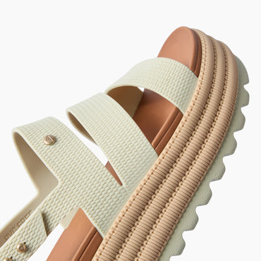 Close-up of the left Water Vista Higher 2 sandal facing right, showing platform sole and textured straps.