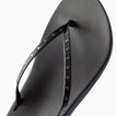 Top view of black Cushion Slim Studs sandal for women with studded straps and comfort cushioning for beachwear.