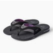 REEF Fanning black flip flops with toes facing left, cushioned footbeds and anatomical arch support
