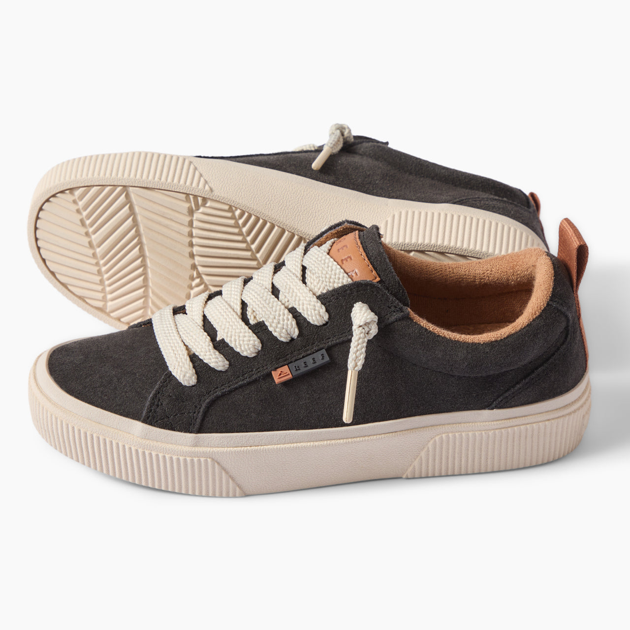 Lay Day Dawn black lace up sneakers facing left with cushioned comfort and supportive footbeds