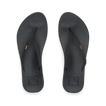 Pair of black Cushion Slim flip flops for women shown from top view, featuring soft-rebound cushioning and anatomical arch support.