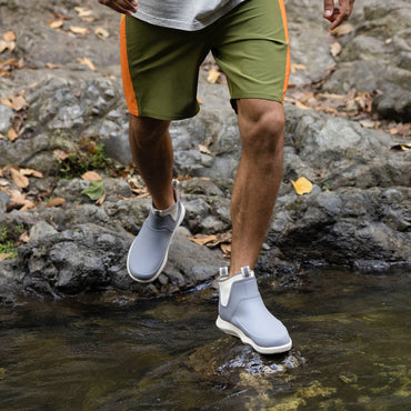 Scallywag shoes facing forward, close-up on water-friendly, lightweight footwear with comfort cushioning and arch support.