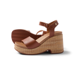 Sunset Sayulita women's brown leather sandals facing left, showing side and sole with anatomical arch support and cushioned footbed.