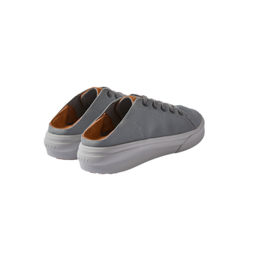 Atlantic men's grey and tan sneakers facing back left, showing cushioned heel and lightweight design.
