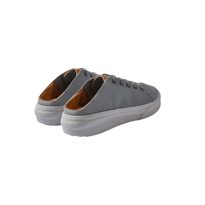 Atlantic men's grey and tan sneakers facing back left, showing cushioned heel and lightweight design.