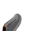 Atlantic men's grey sneaker facing right showing front and side with cushioned sole and arch support